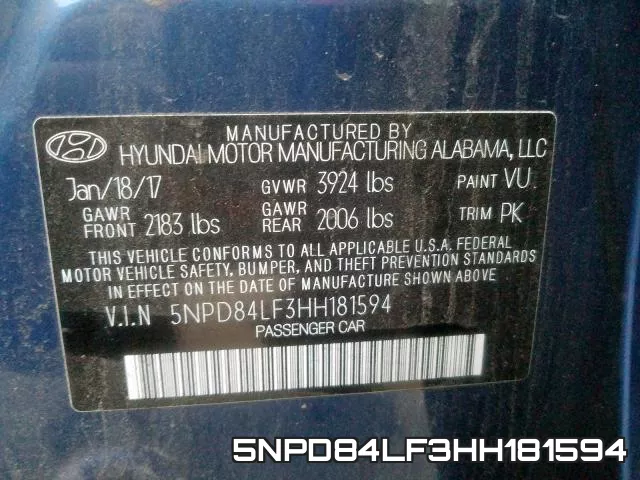 5NPD84LF3HH181594 фото 2