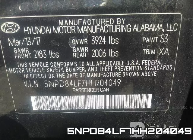 5NPD84LF7HH204049 фото 10