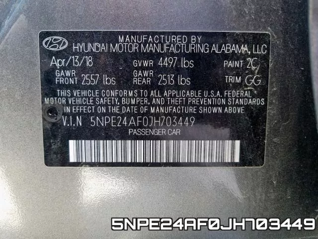 5NPE24AF0JH703449 фото 2