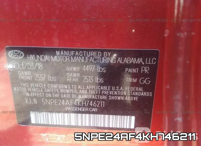 5NPE24AF4KH746211 фото 10