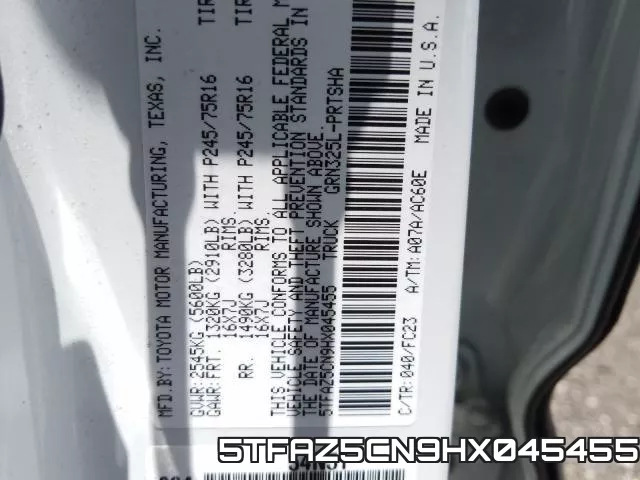 5TFAZ5CN9HX045455 фото 2