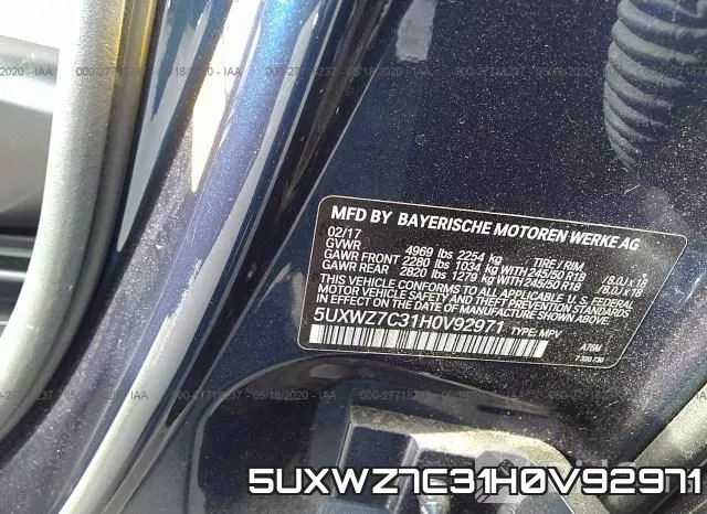 5UXWZ7C31H0V92971 фото 10