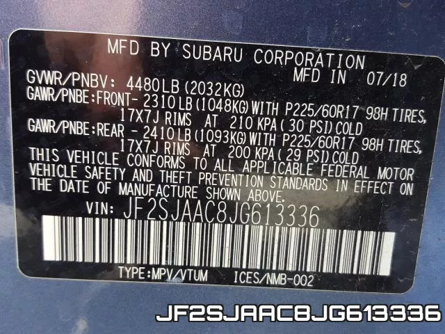 JF2SJAAC8JG613336 фото 2