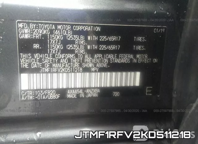 JTMF1RFV2KD511218 фото 10