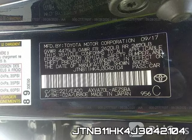 JTNB11HK4J3042104 фото 10