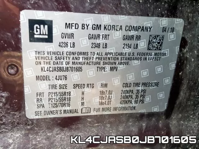 KL4CJASB0JB701605 фото 2