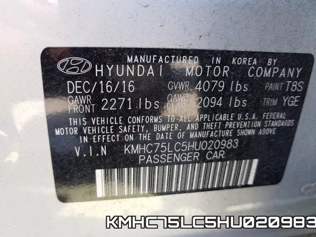 KMHC75LC5HU020983 фото 2