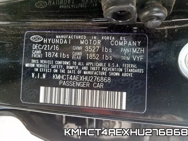 KMHCT4AEXHU276868 фото 2