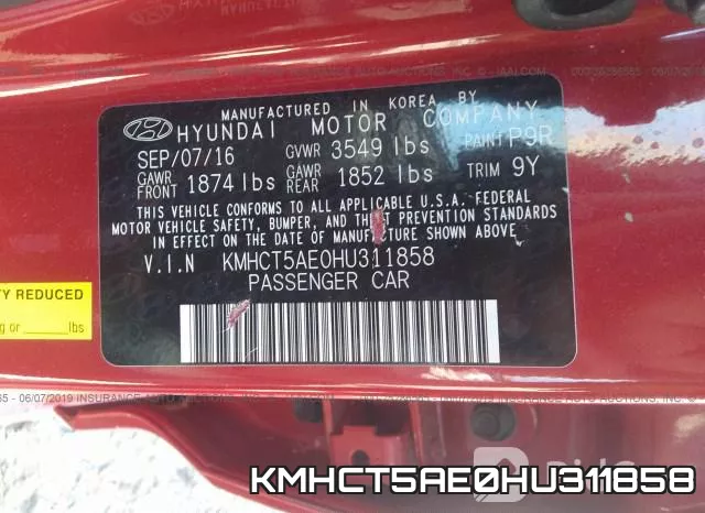 KMHCT5AE0HU311858 фото 10
