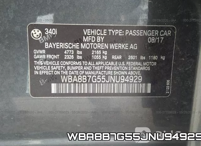 WBA8B7G55JNU94929 фото 10