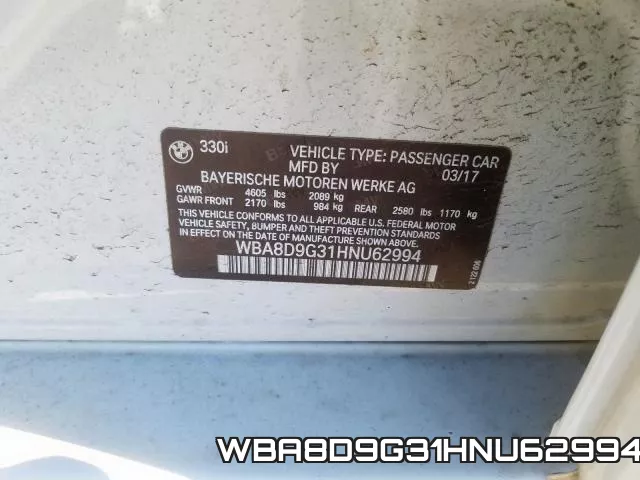 WBA8D9G31HNU62994 фото 2