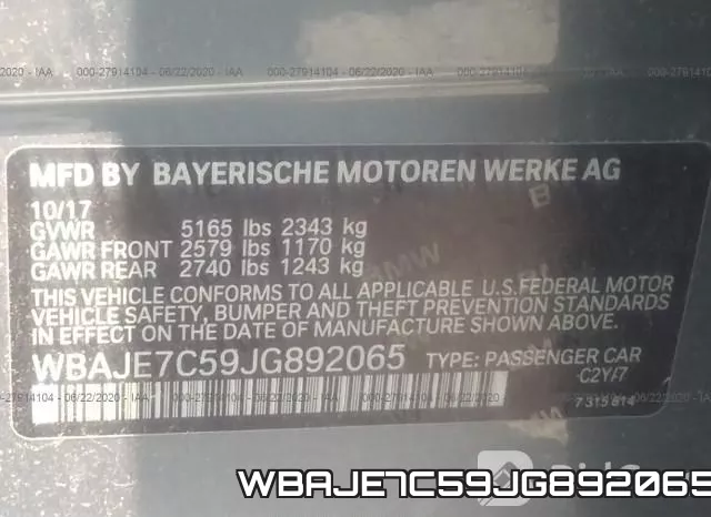 WBAJE7C59JG892065 фото 10