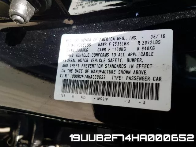 19UUB2F74HA000652 фото 2