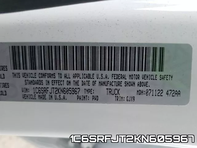 1C6SRFJT2KN605967 фото 2