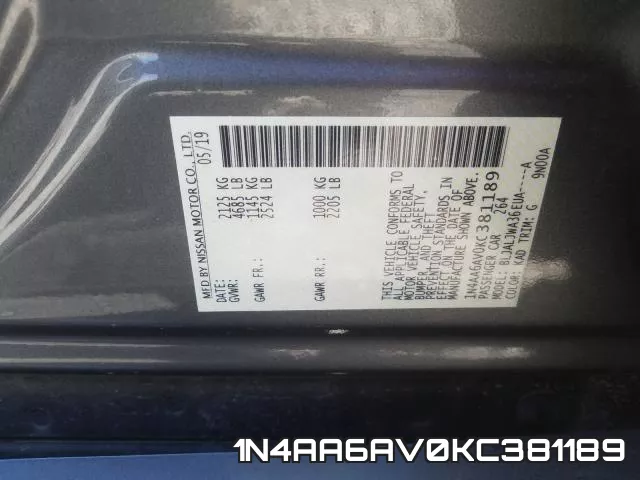 1N4AA6AV0KC381189 фото 2