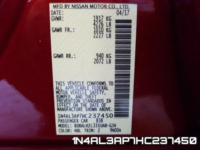 1N4AL3AP7HC237450 фото 2