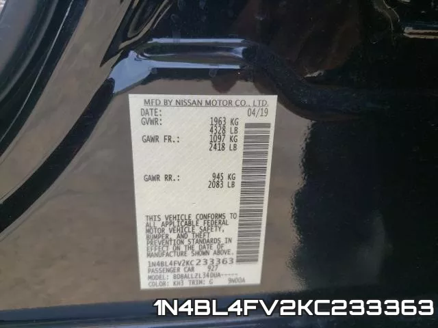 1N4BL4FV2KC233363 фото 2
