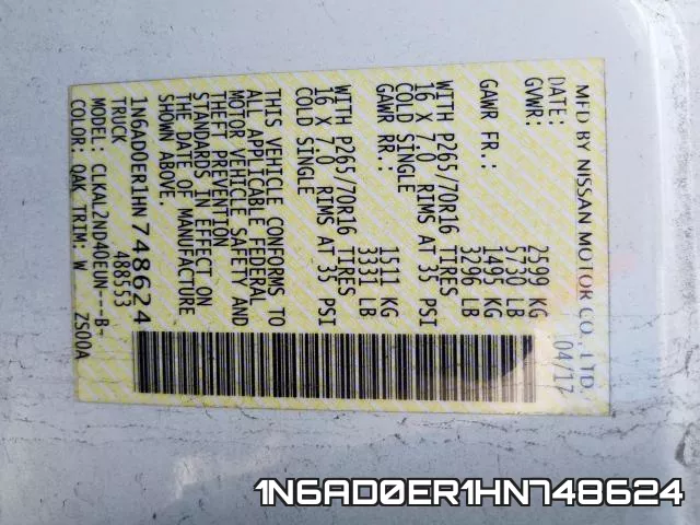 1N6AD0ER1HN748624 фото 2