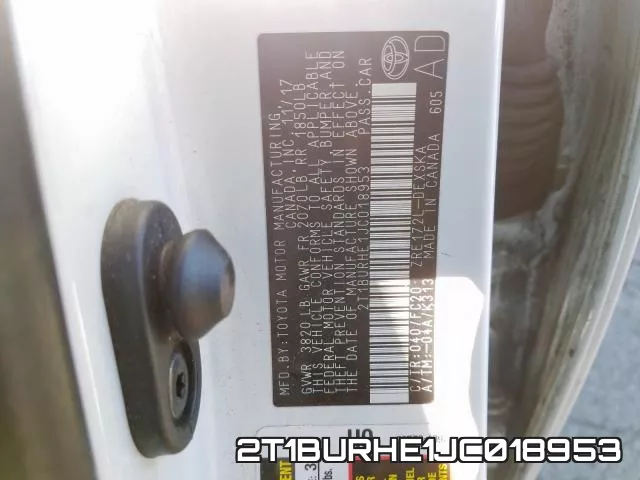 2T1BURHE1JC018953 фото 2