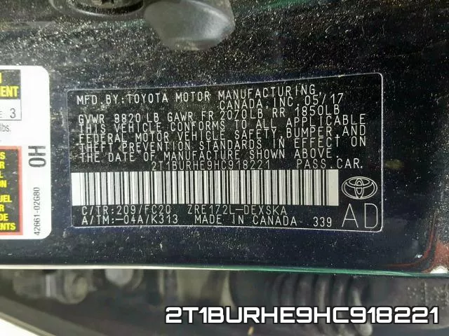 2T1BURHE9HC918221 фото 2