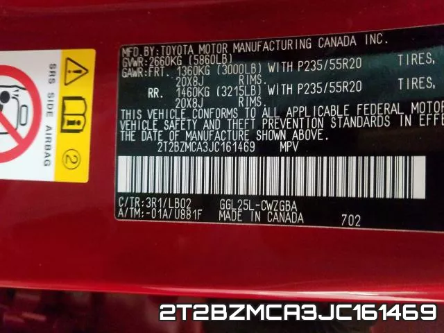2T2BZMCA3JC161469 фото 2