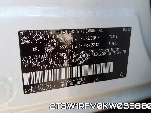 2T3W1RFV0KW039880 фото 2