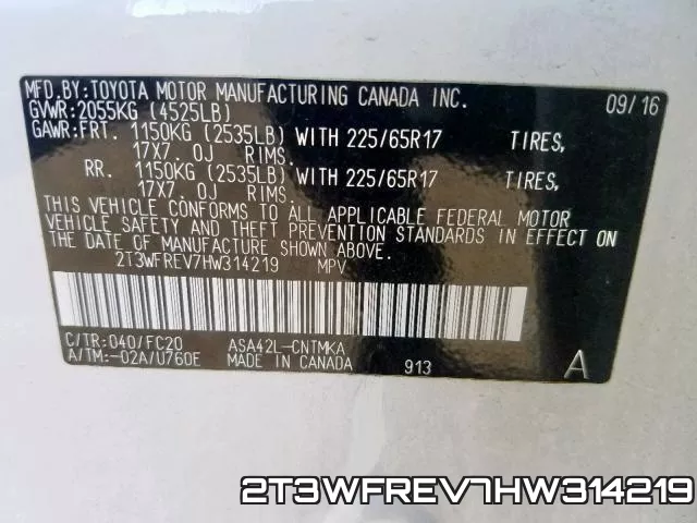 2T3WFREV7HW314219 фото 2