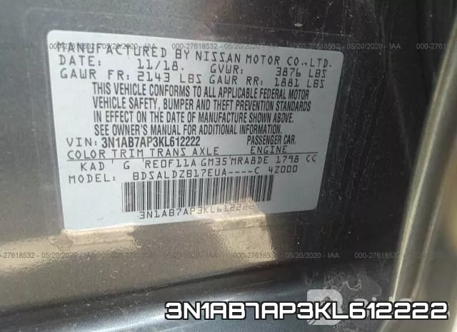 3N1AB7AP3KL612222 фото 10