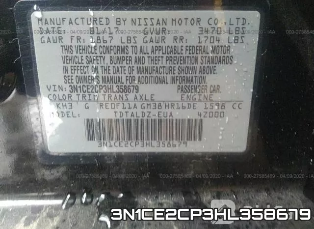 3N1CE2CP3HL358679 фото 10