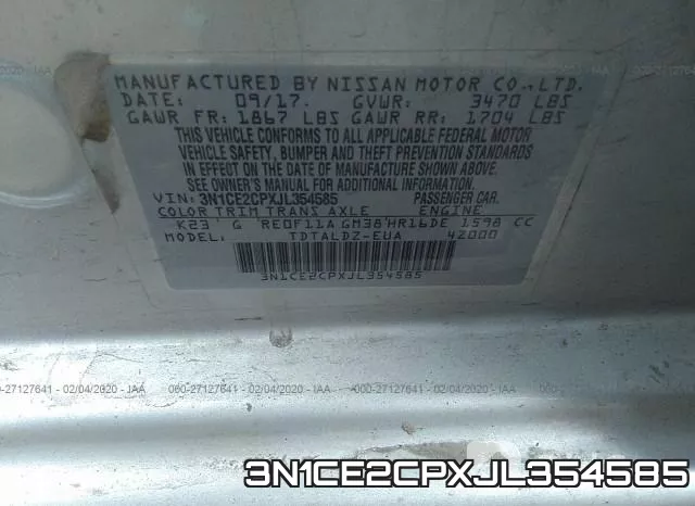3N1CE2CPXJL354585 фото 10