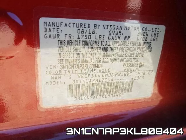 3N1CN7AP3KL808404 фото 2