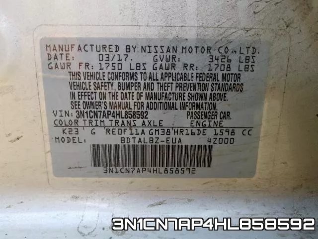 3N1CN7AP4HL858592 фото 2