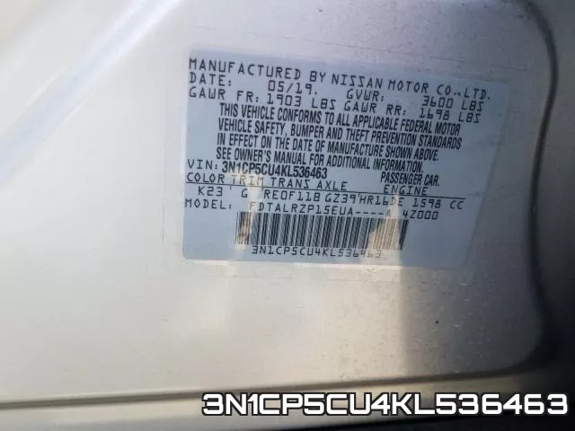 3N1CP5CU4KL536463 фото 2