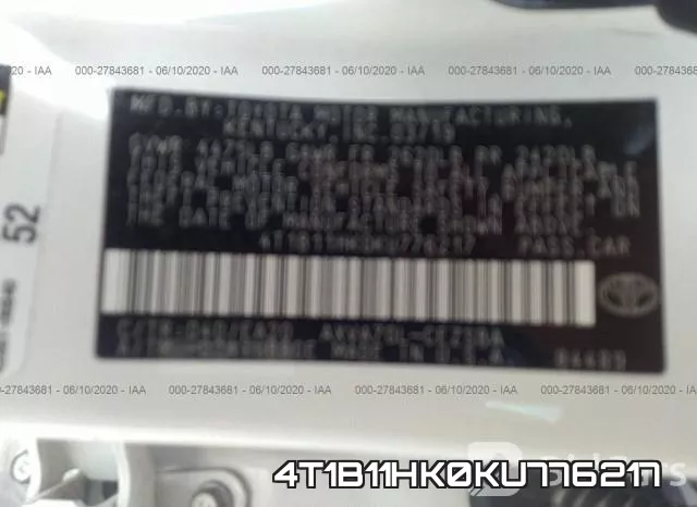 4T1B11HK0KU776217 фото 10