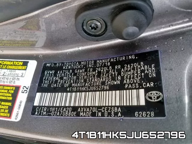 4T1B11HK5JU652796 фото 2