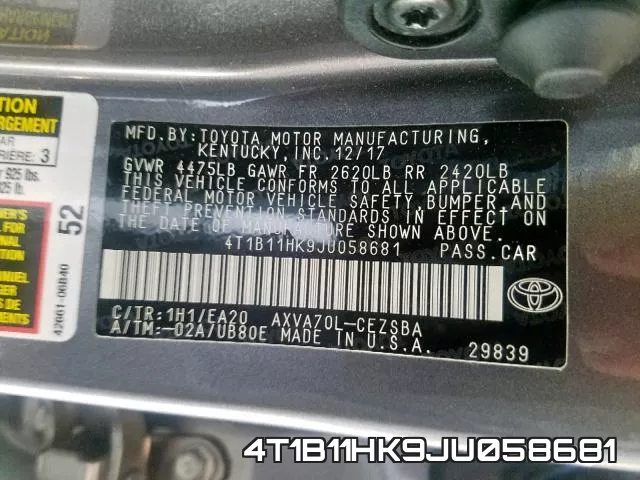 4T1B11HK9JU058681 фото 2
