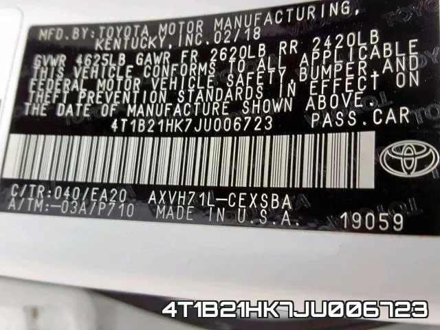 4T1B21HK7JU006723 фото 2