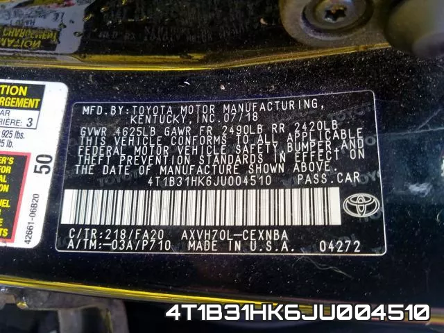 4T1B31HK6JU004510 фото 2