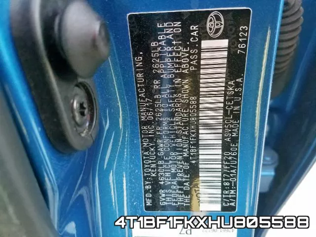 4T1BF1FKXHU805588 фото 2