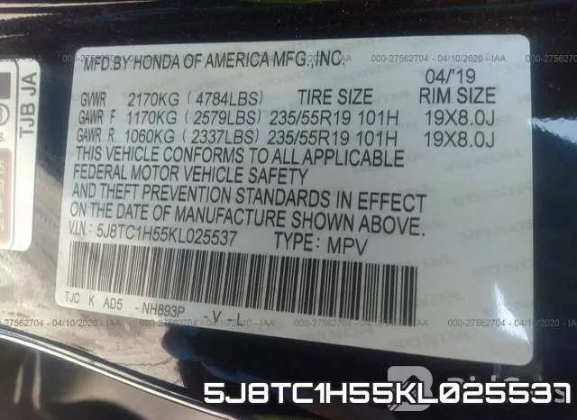 5J8TC1H55KL025537 фото 10