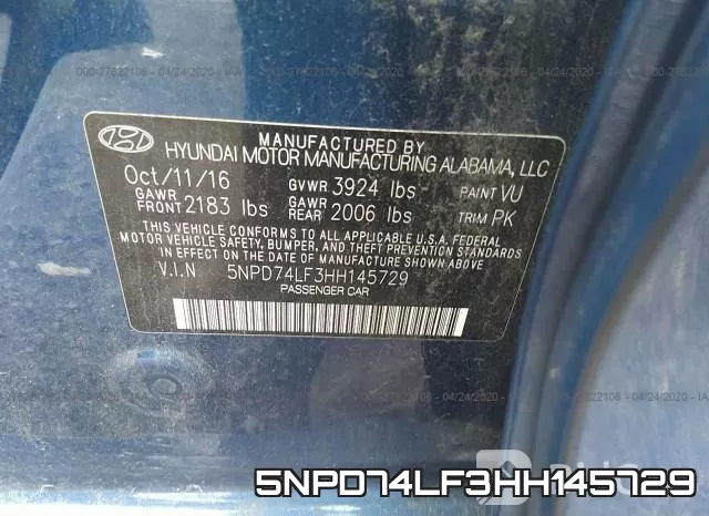 5NPD74LF3HH145729 фото 10