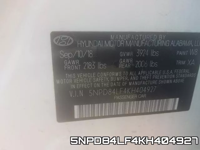 5NPD84LF4KH404927 фото 2