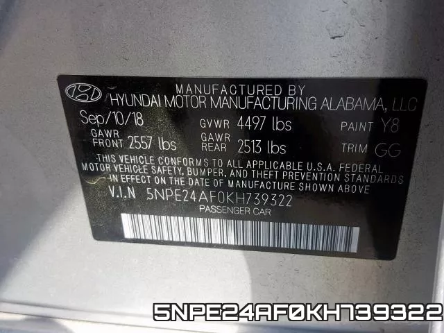5NPE24AF0KH739322 фото 2