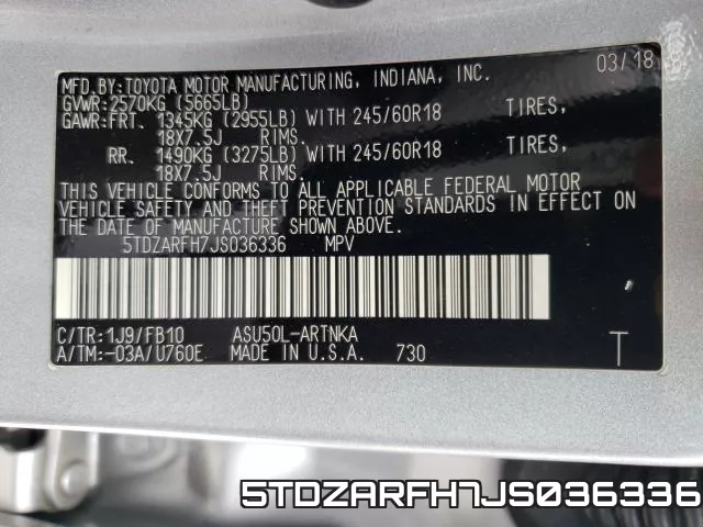 5TDZARFH7JS036336 фото 2