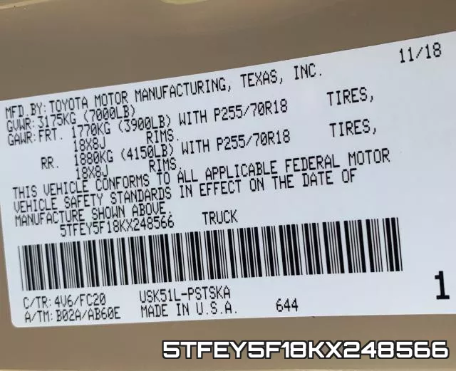 5TFEY5F18KX248566 фото 2