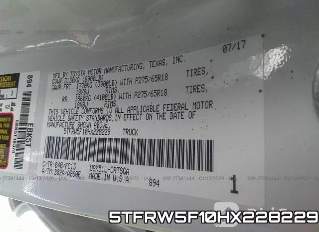 5TFRW5F10HX228229 фото 10