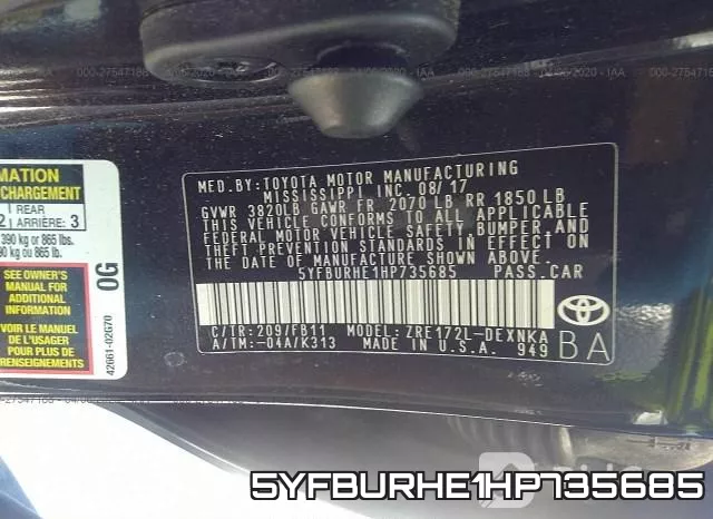 5YFBURHE1HP735685 фото 10