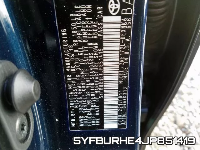 5YFBURHE4JP851419 фото 2
