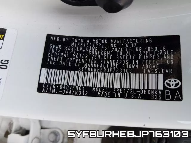 5YFBURHE8JP763103 фото 2