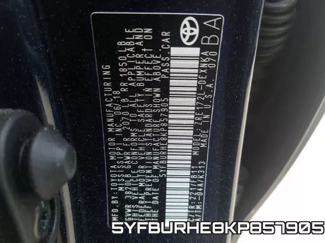 5YFBURHE8KP857905 фото 2